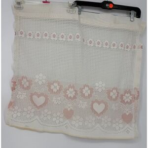 Vintage 1988 Louis Hornick Cottagecore Heart Flower Lace Curtains 2 Panels 24x27